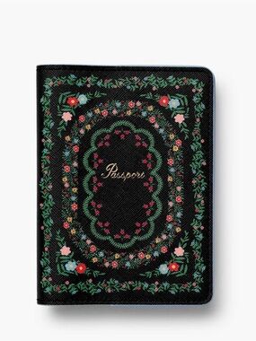 Rifle Paper Co. Black Floral Passport Holder